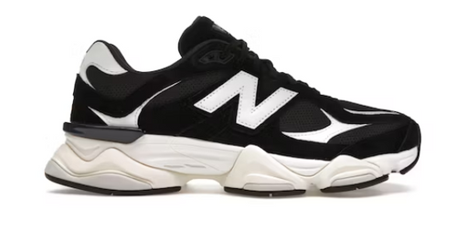 stock image of the new balance 9060 black white trainers