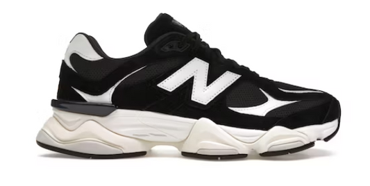 stock image of the new balance 9060 black white trainers
